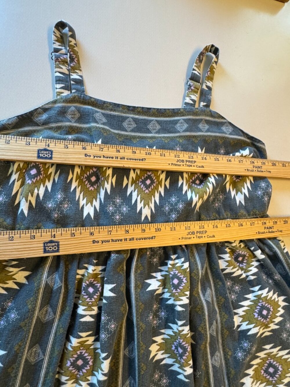 Sonoma Goods For Life Jumper Dress Womens XL Gray Green Aztec Print Pockets Boho - Picture 7 of 14